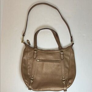 COACH F17566 METALLIC LEATHER ALEXANDRA PEBBLE LEATHER TOTE